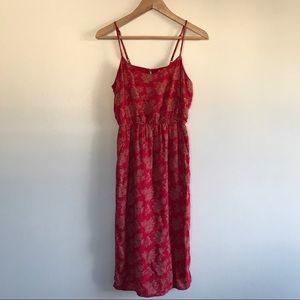 Boho Paisley Floral Midi Dress in Red